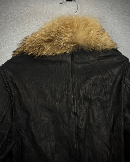 Edge Rupert Fur Collar Textured Leather Jacket