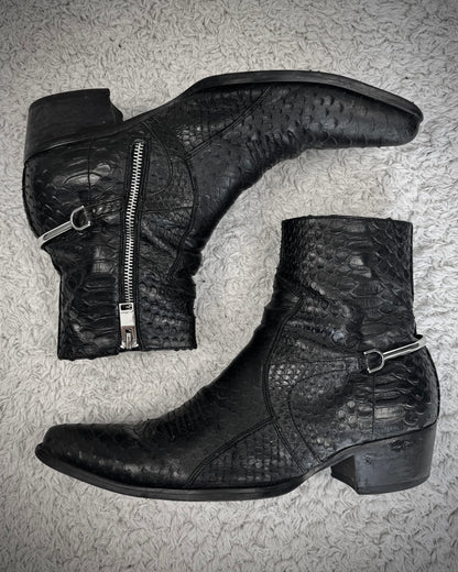 Fr. Lancelot Pointed Python Leather Boots