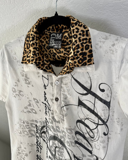 Heavens Gate Leopard Collar Polo Shirt