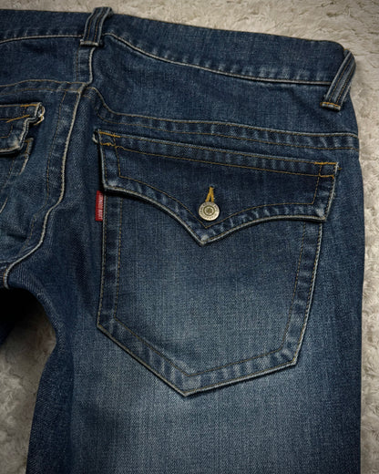 Tornado Mart Flap Pocket Spiral Flared Denim