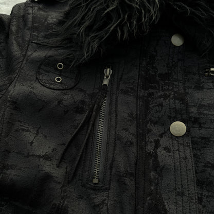 Glad News Cracked Fur Collar Jacket