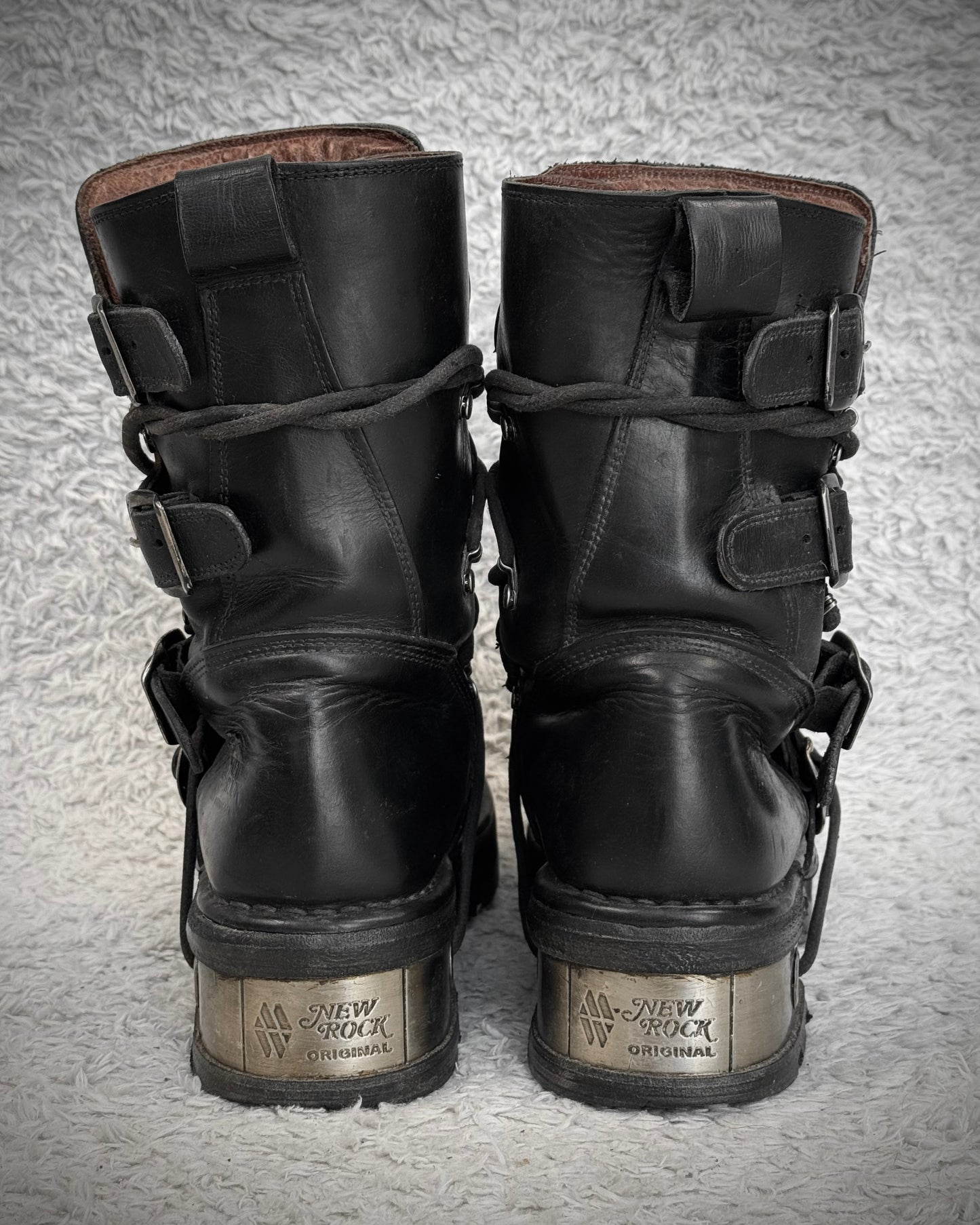 New Rock Steel Heel High Top Leather Boots