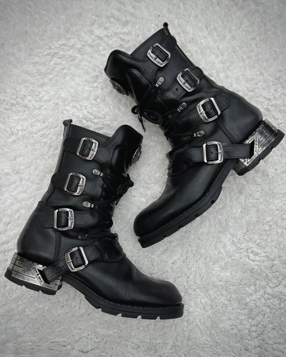 New Rock Steel Heel Leather Boots