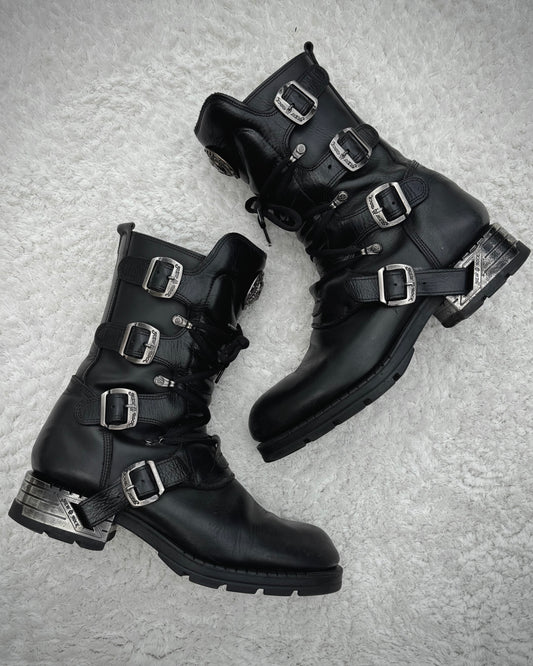 New Rock Steel Heel Leather Boots