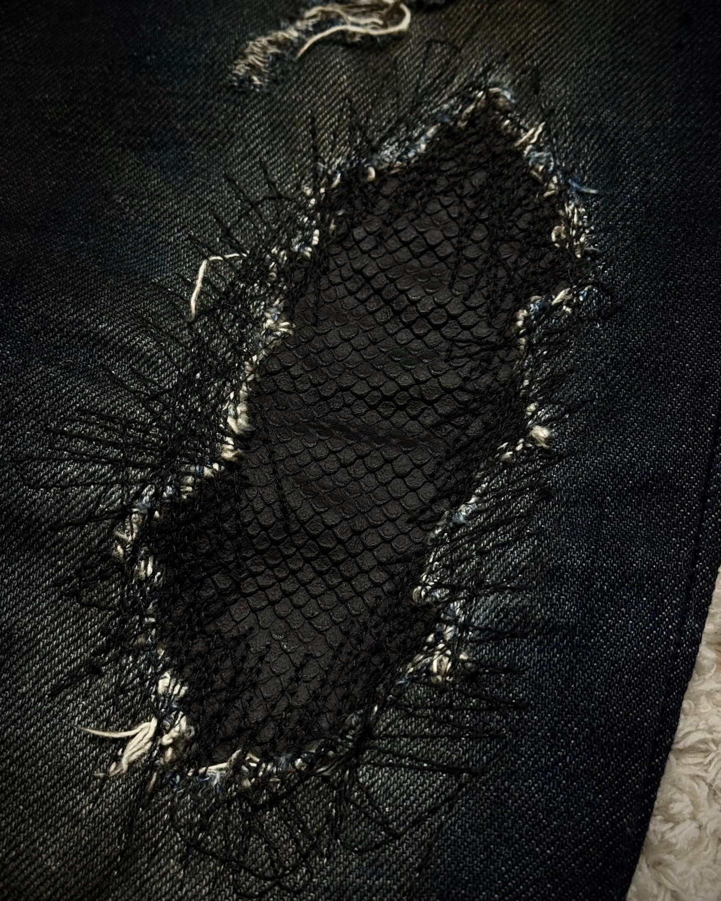 Fuga Python Repaired Distressing Clawmarks Bootcut Denim