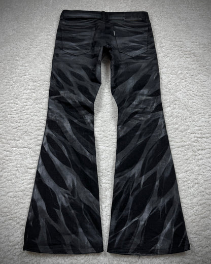 Tornado Mart Zebra Waxed Flared Jeans