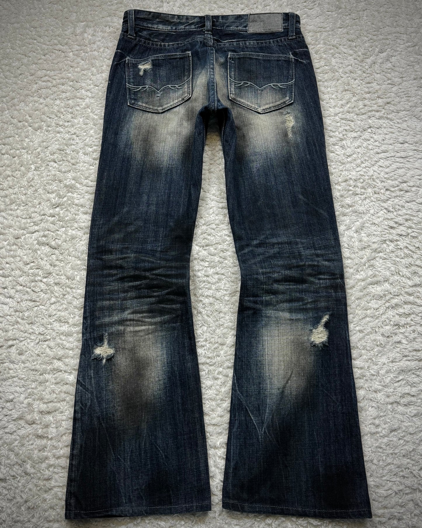 Fuga Clawmarks Washed Distressed Bootcut Denim
