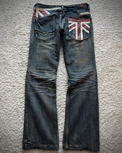 Nicole Club Leather UK Flag Whiskered Denim