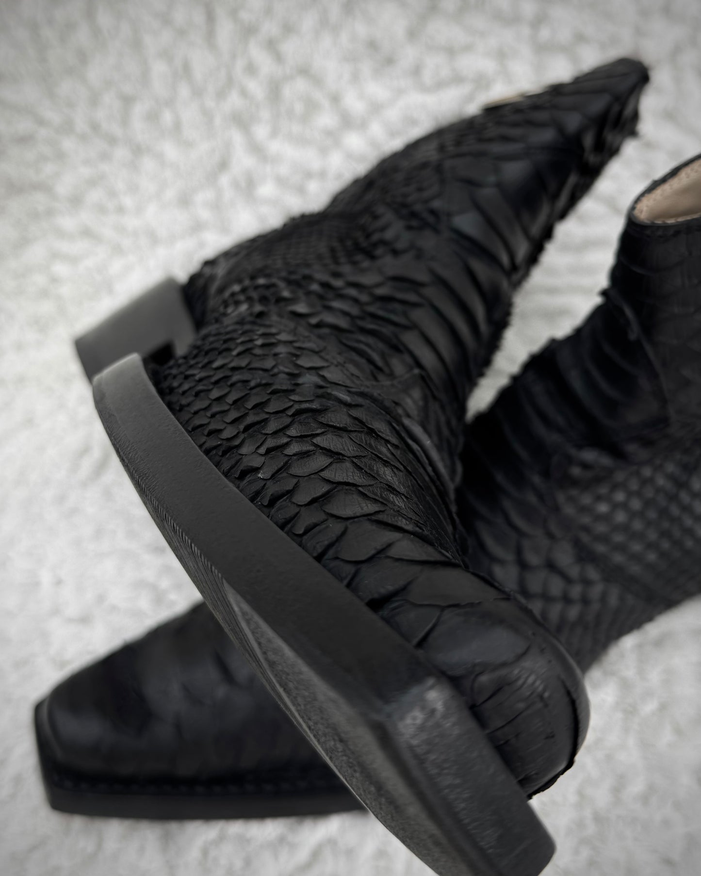 Rewind Pointed Python Leather Boots