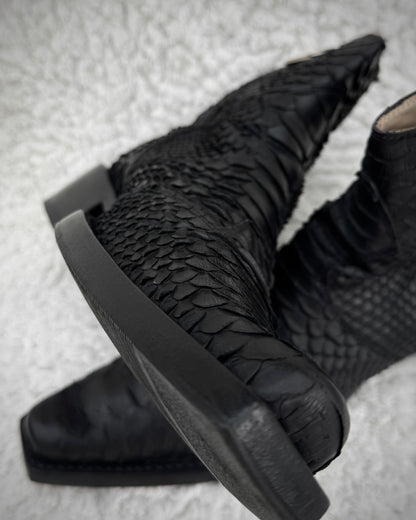 Rewind Pointed Python Leather Boots