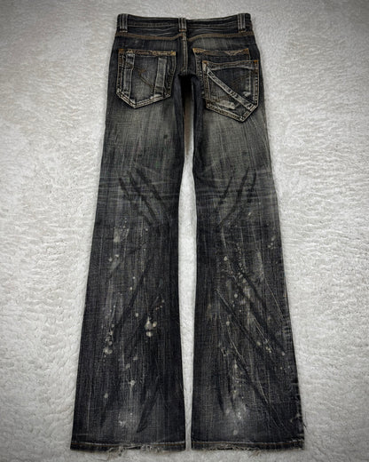 Semantic Design Clawmark Washed Python Detailed Bootcut Denim