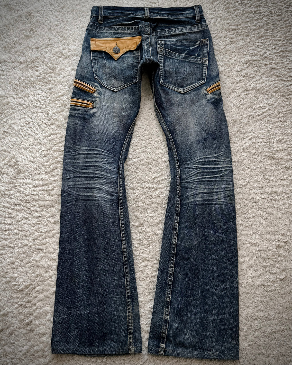 Rattle Trap Leather Flap Whiskered Bootcut Jeans