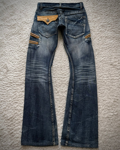 Rattle Trap Leather Flap Whiskered Bootcut Jeans