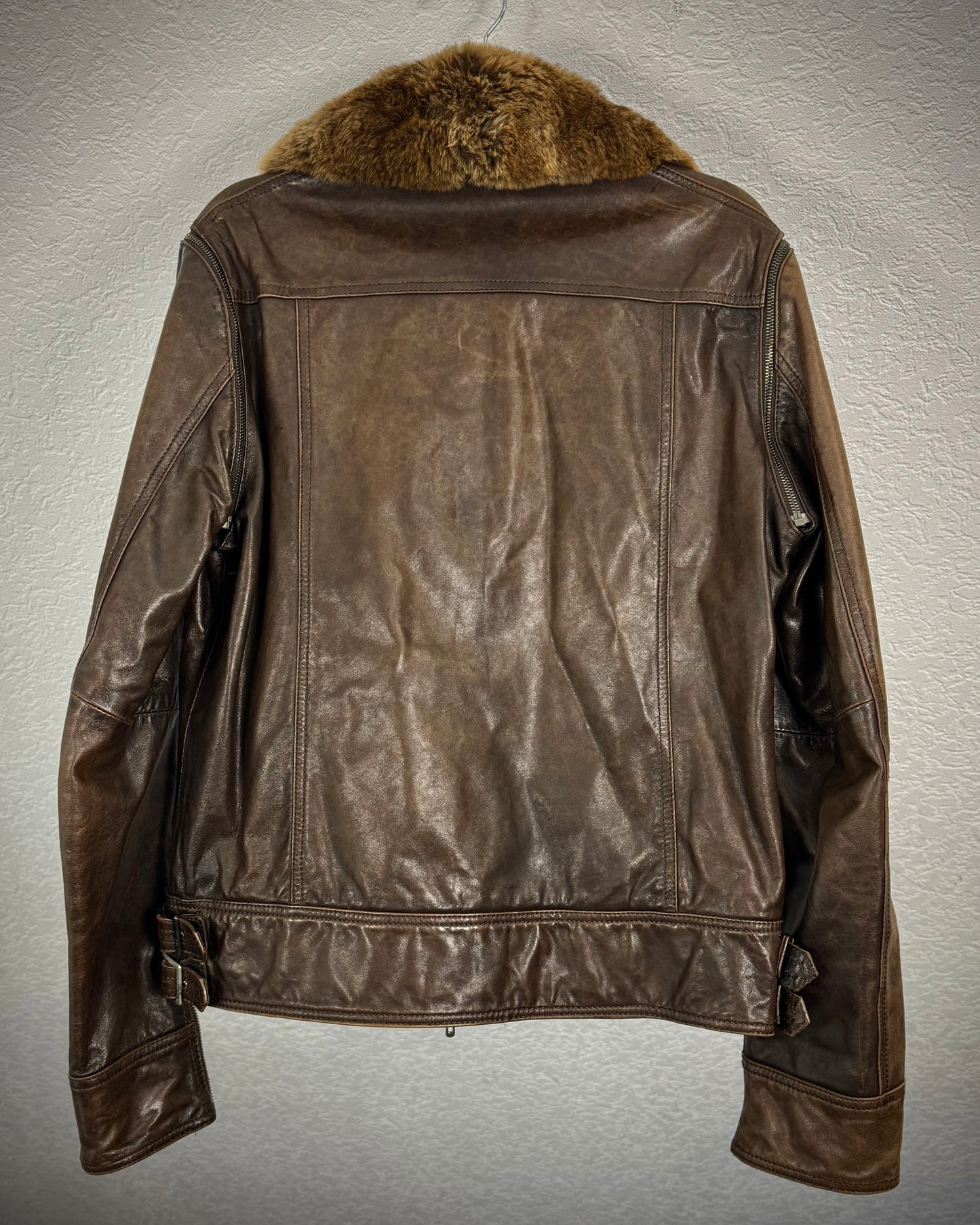 Tete Homme Transformable Rabbit Fur Leather Jacket