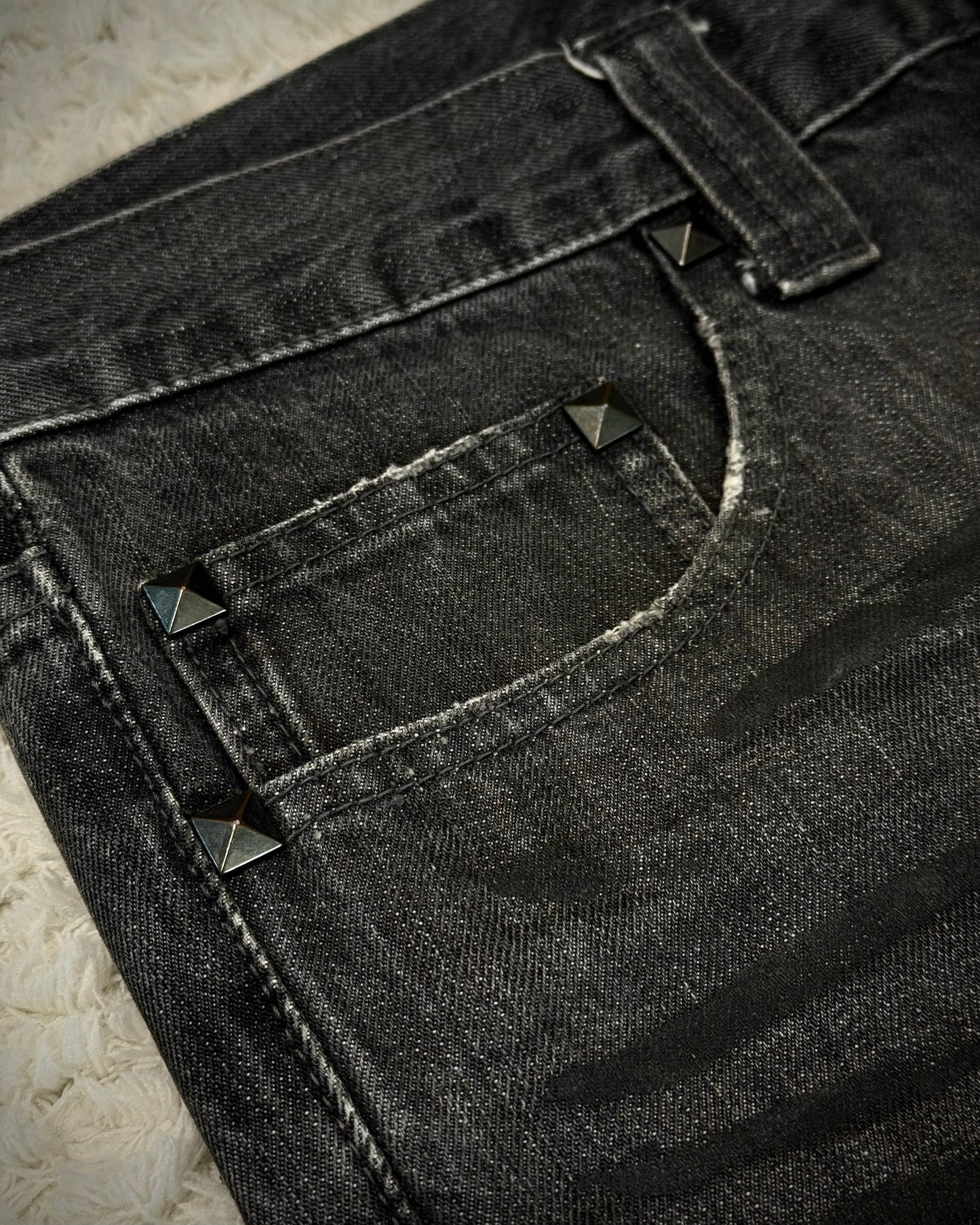 Semantic Design Crocodile Clawmarks Coated Flared Jeans