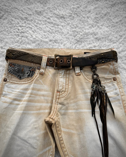 14th Addiction Scar Stitched Studded Belt