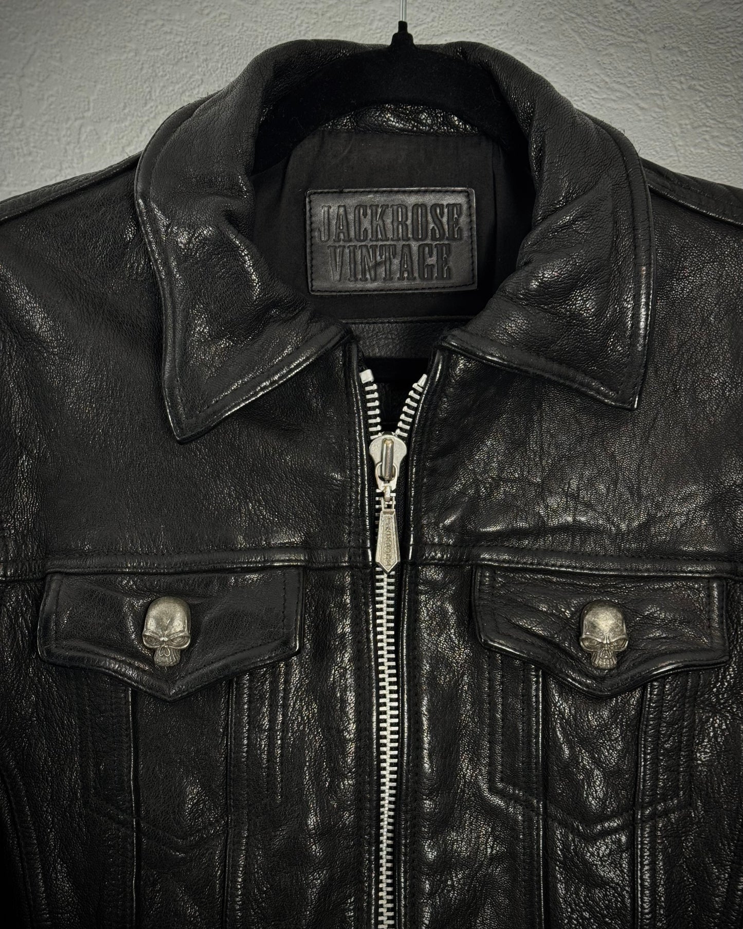 Jack Rose Skull Hardware Goatskin Leather Jacket