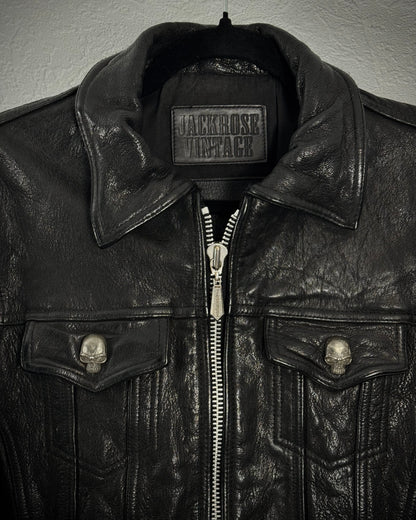 Jack Rose Skull Hardware Goatskin Leather Jacket