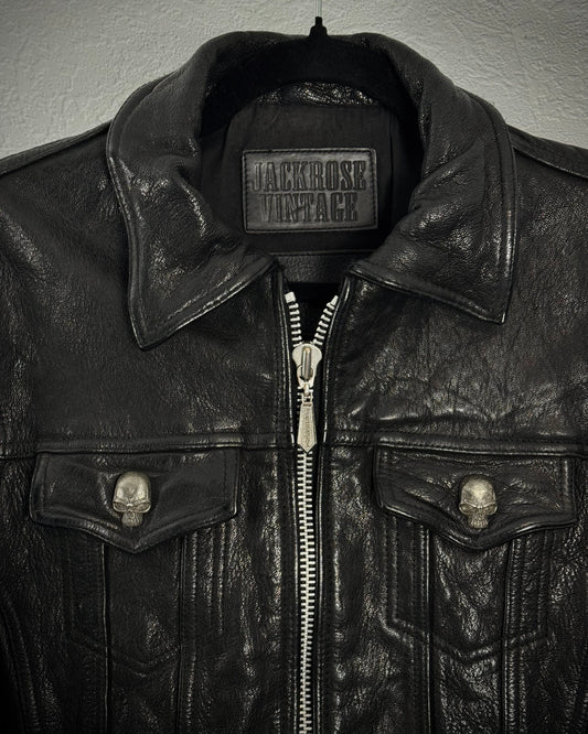Jack Rose Skull Hardware Goatskin Leather Jacket