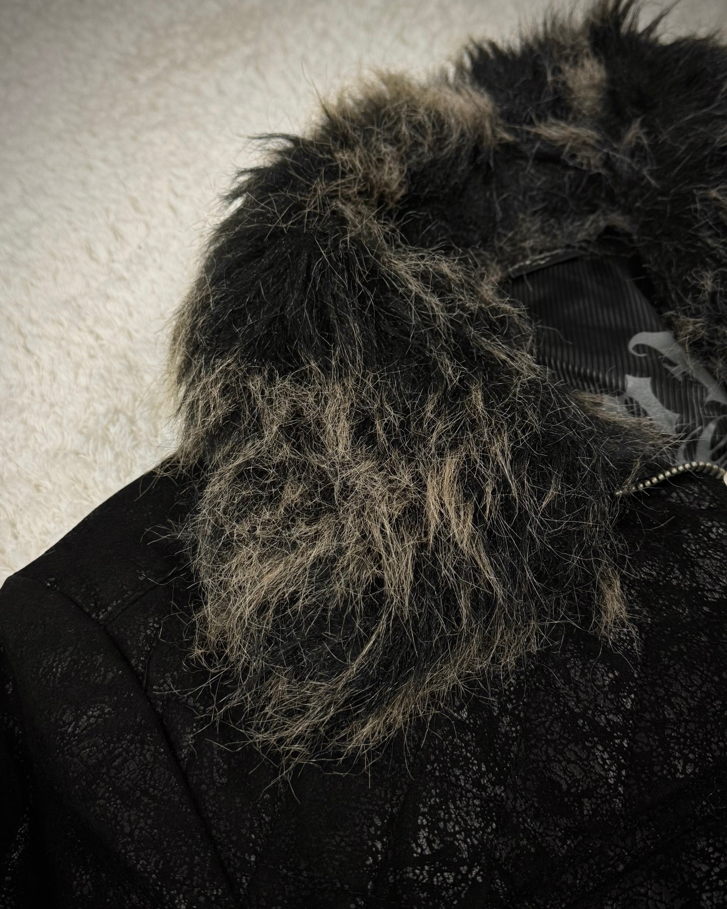 Body Wave Cracked Wax Fur Jacket