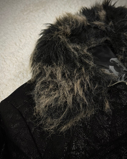 Body Wave Cracked Wax Fur Jacket