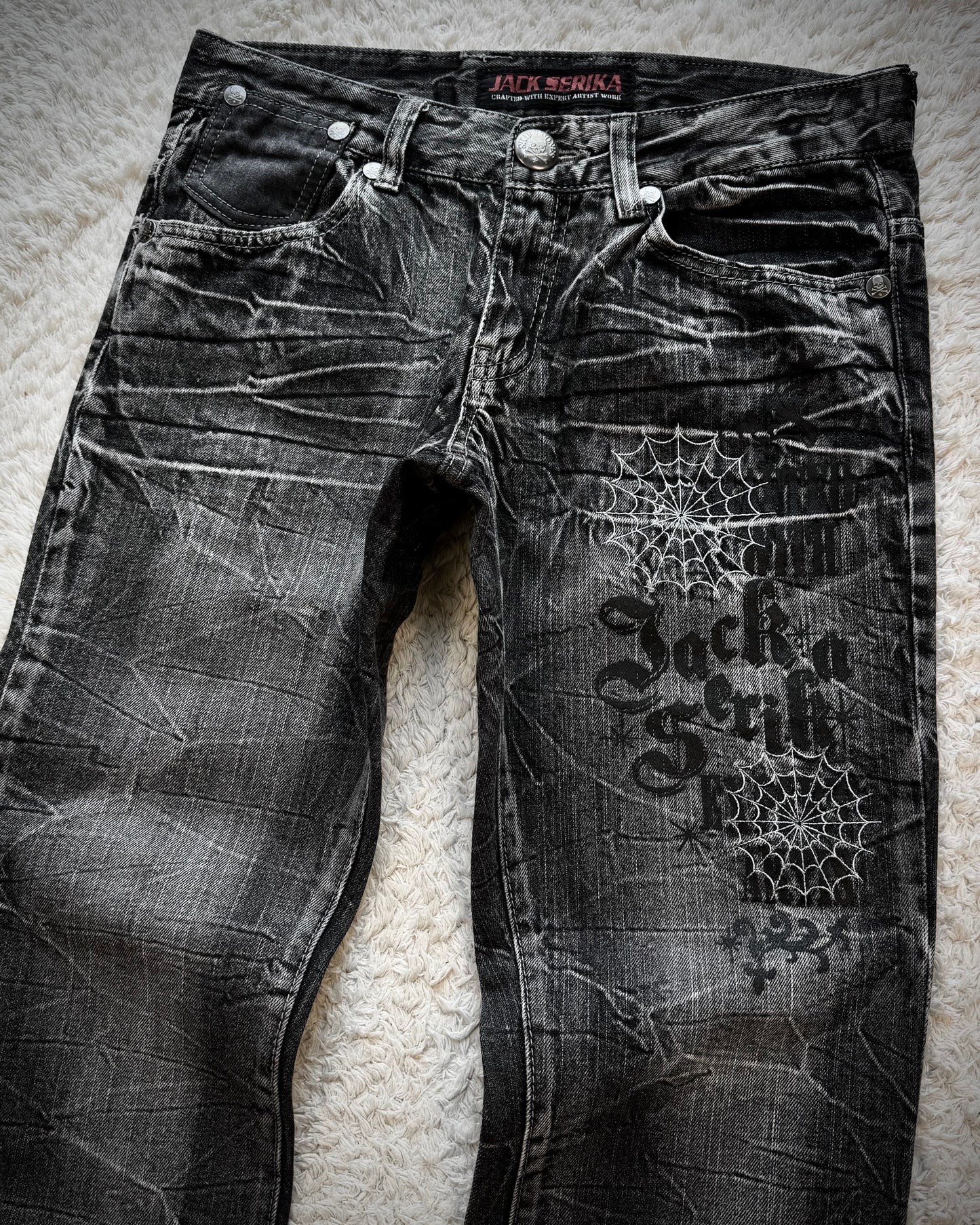 Jack Serika Spider Web Clawmarks Flared Jeans