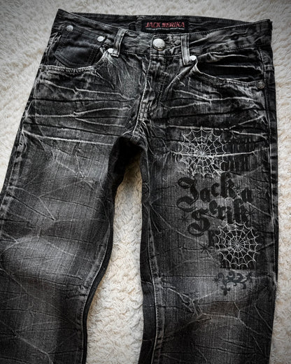 Jack Serika Spider Web Clawmarks Flared Jeans