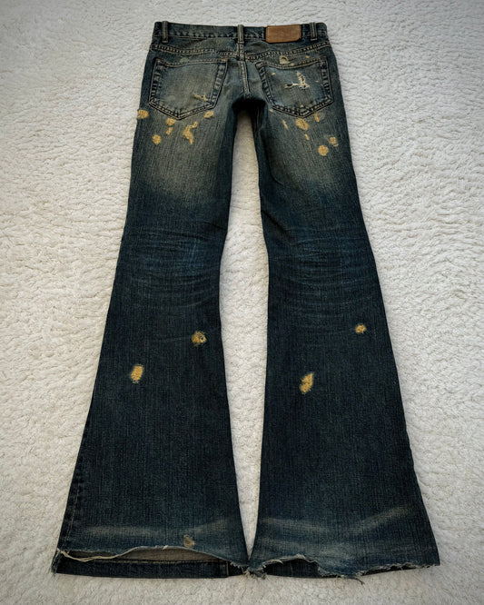 Tornado Mart Mud Washed Repaired Distressing Flared Jeans