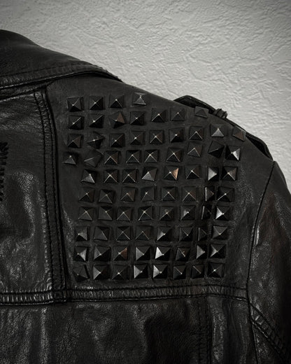 Tigha Studded Leather Double Rider Jacket
