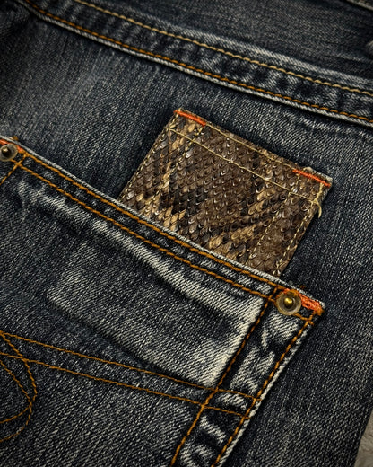 Semantic Design Python Detailed Spiral Flared Jeans