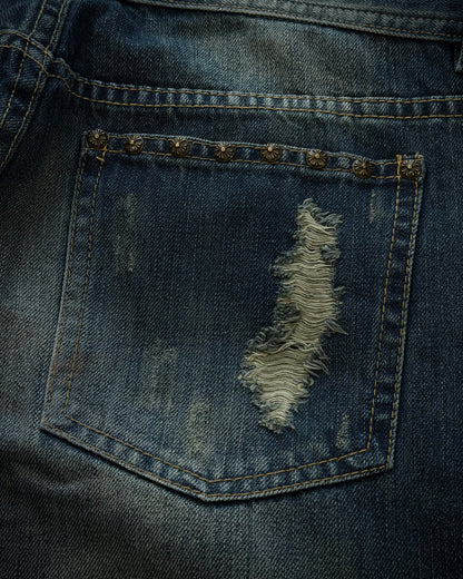 Xfrm Whiskered Royal Repaired Distressing Denim