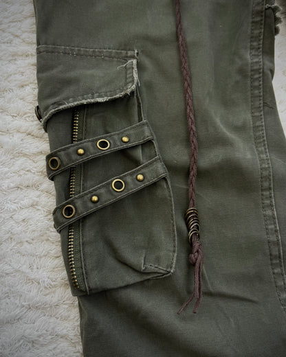 Midas Military Studded Laced Flared Cargo Pants