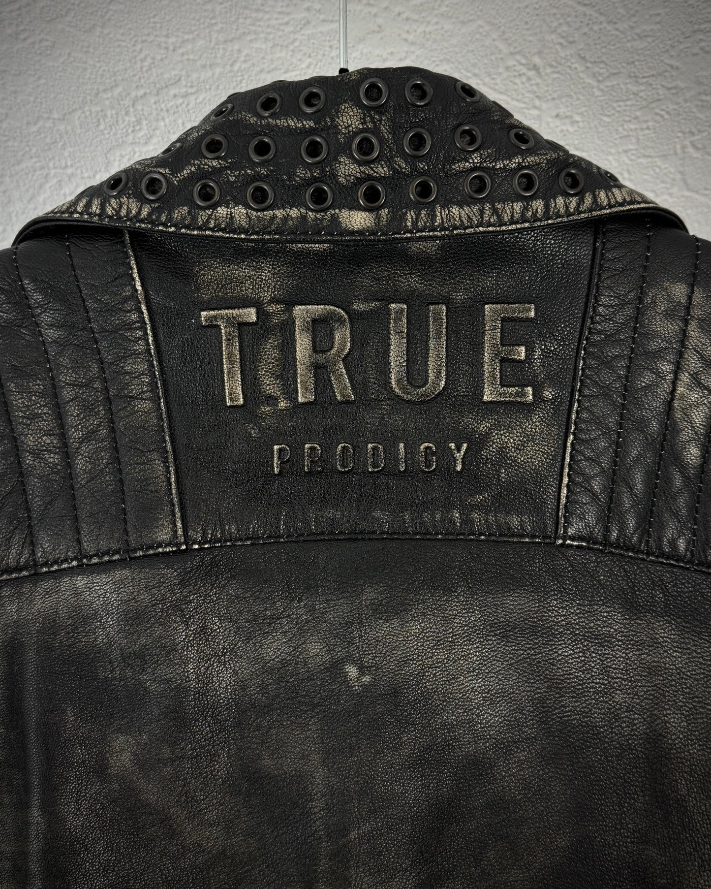 True Prodigy Grommeted Vintage Leather Biker Jacket
