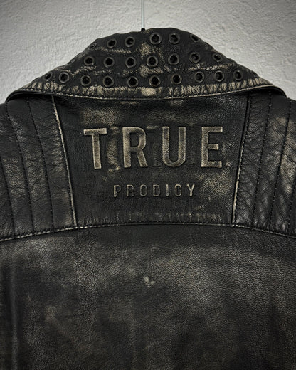True Prodigy Grommeted Vintage Leather Biker Jacket