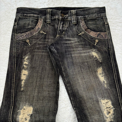 Tornado Mart Python Detailed Flared Jeans