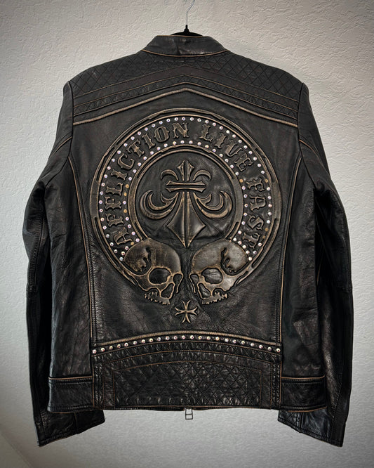 Affliction Limited Edition 3D Fleur De Lis Leather Jacket