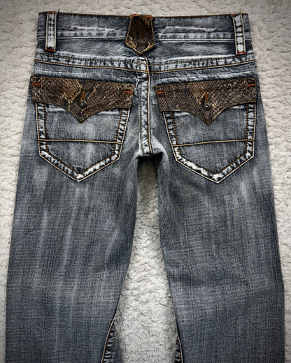 Semantic Design Python Flaps Spiral Flared Jeans