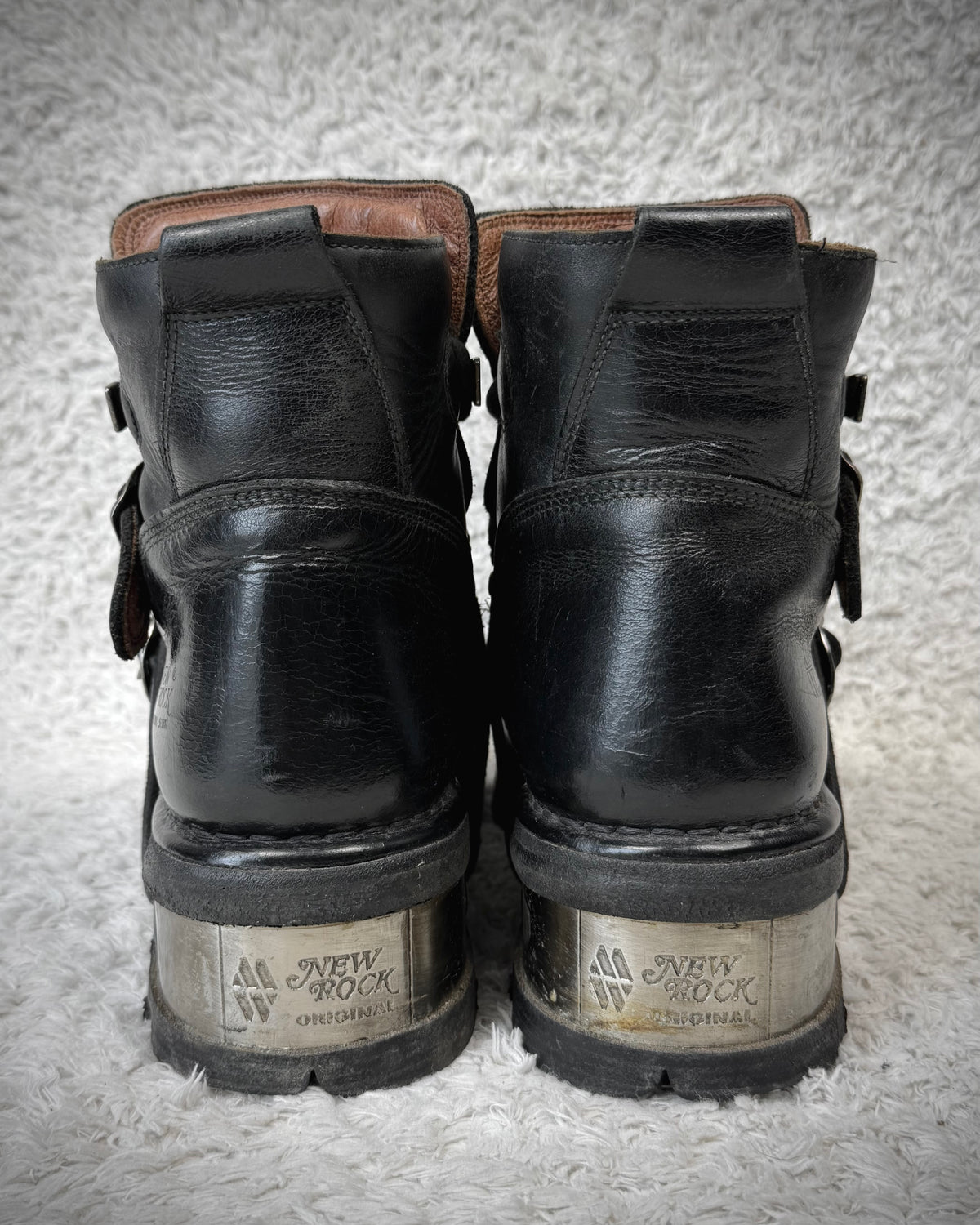 New Rock Steel Heel Leather Boots