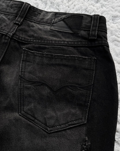 Fuga Croco Repaired Distressed Bootcut Jeans