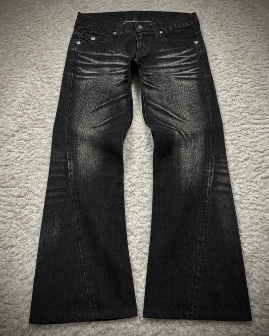 Modern Lovers Clawmarks Washed Spiral Flared Denim