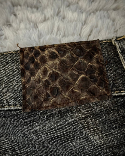 Tornado Mart Studded Python Detailed Spiral Flared Jeans