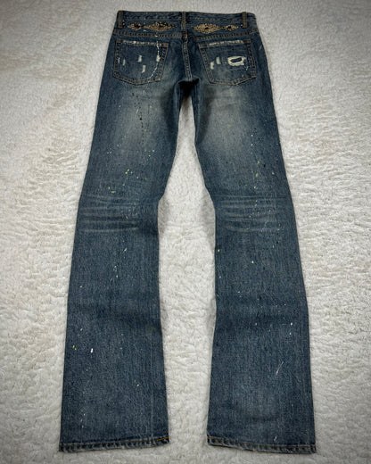 Schlüssel Gemstone Python Repaired Distressing Bootcut Denim