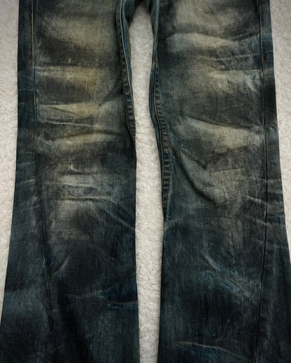 Tornado Mart Mud Washed Spiral Flared Jeans
