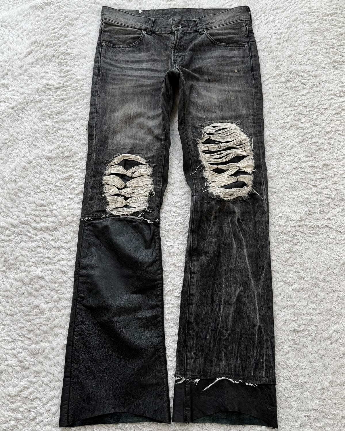 Buffalo Bobs Leather Repaired Pierced Bootcut Jeans