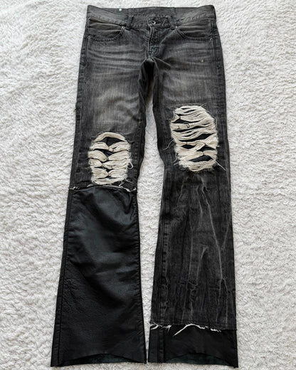Buffalo Bobs Leather Repaired Pierced Bootcut Jeans