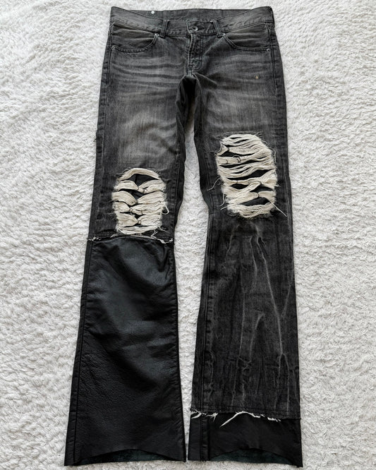 Buffalo Bobs Leather Repaired Pierced Bootcut Jeans