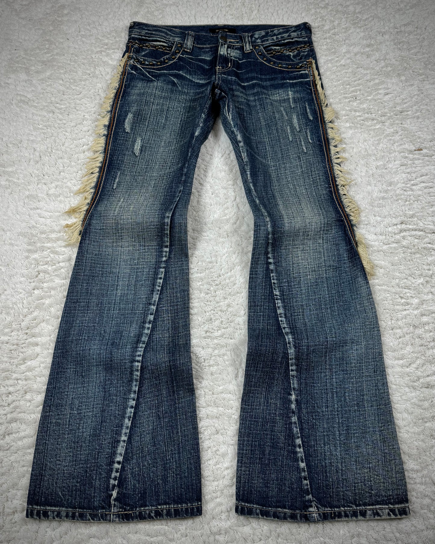 Tornado Mart Spiral Fringe Flared Jeans