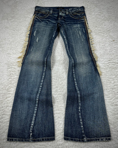 Tornado Mart Spiral Fringe Flared Jeans