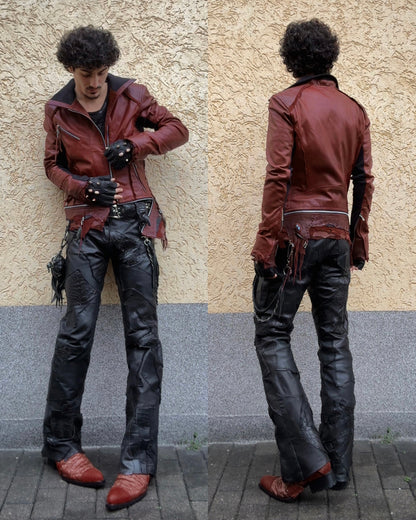 14th Addiction Bordeaux Beat It Leather Jacket
