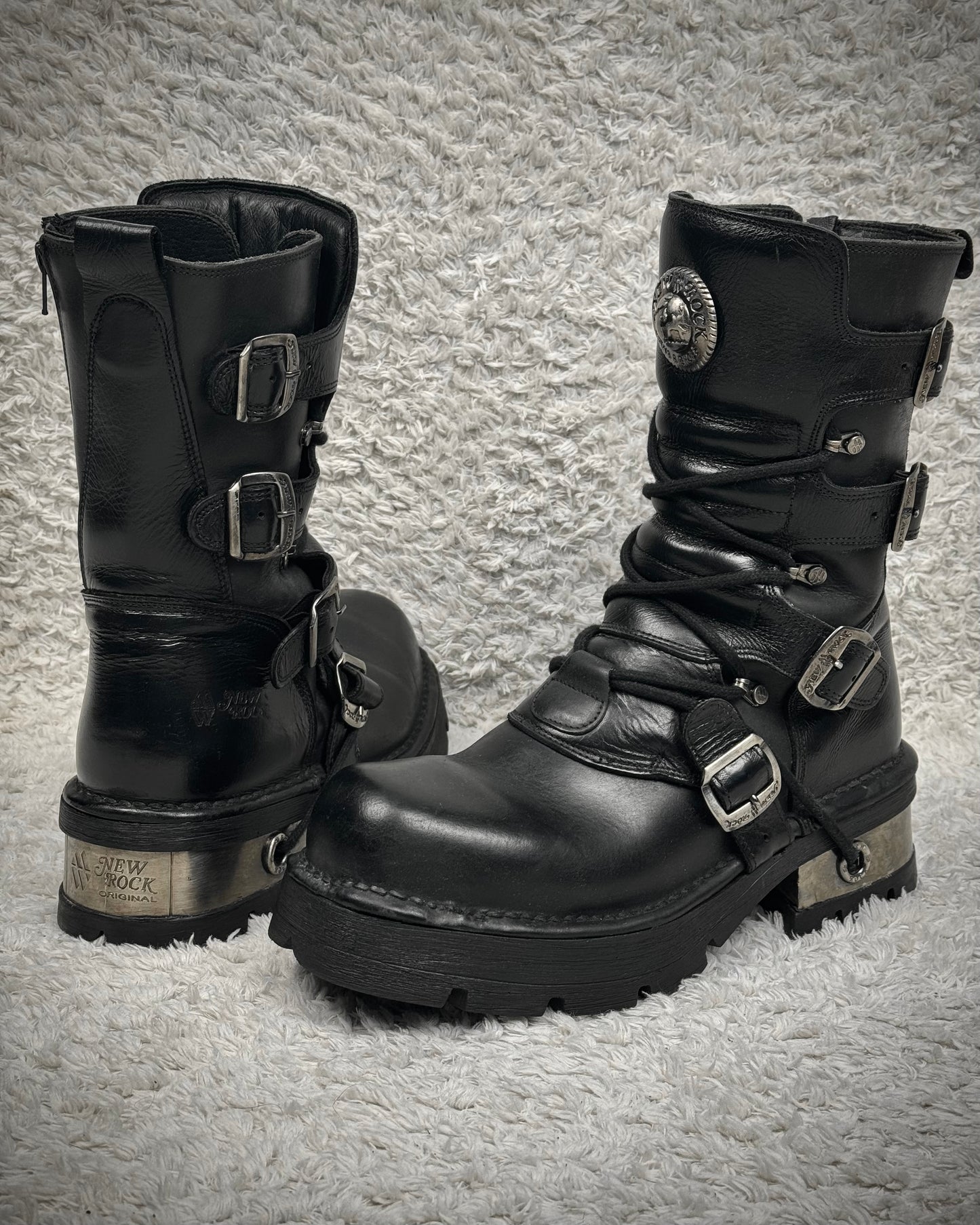 New Rock Steel Heel Leather Boots